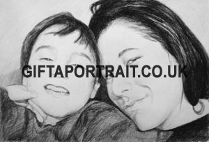 Mother with Child Charcoal drawing