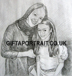 Mother with Child Pencil Painting