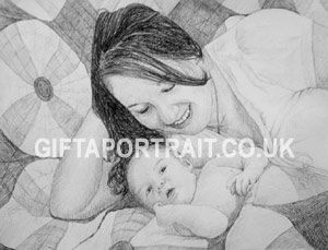 Mother with Child Charcoal drawing