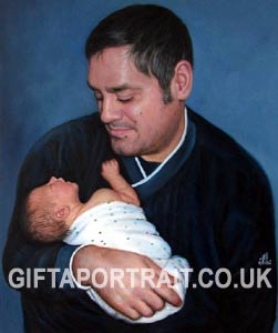 Father with Baby Painting