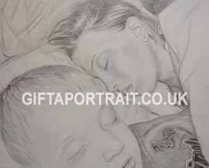 Mother with Child Pencil Painting